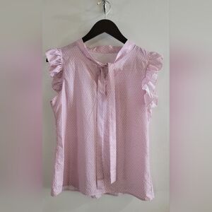 Pink Polka Dot Ruffle Blouse